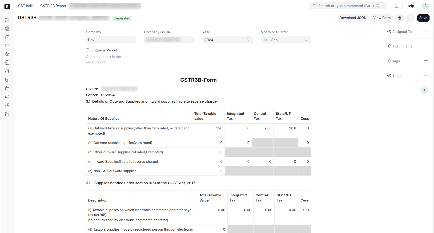 GSTR-3B Report