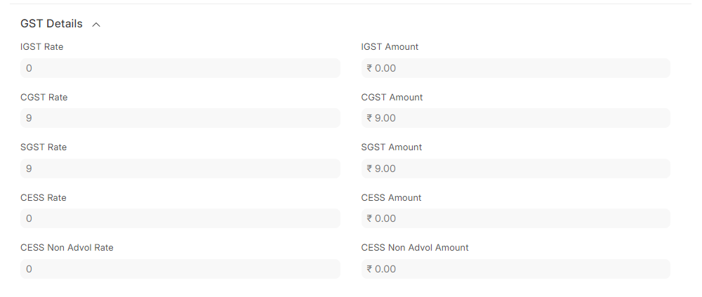 Item GST Details