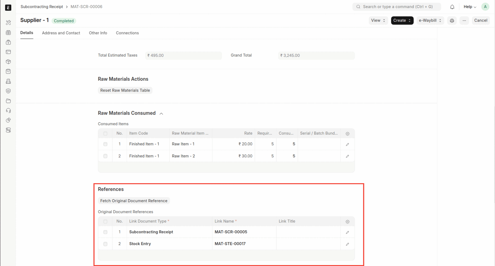 Stock Entry Doc References